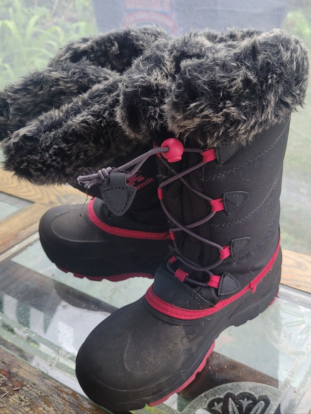 Size 4 Girls Pink + Black Boots